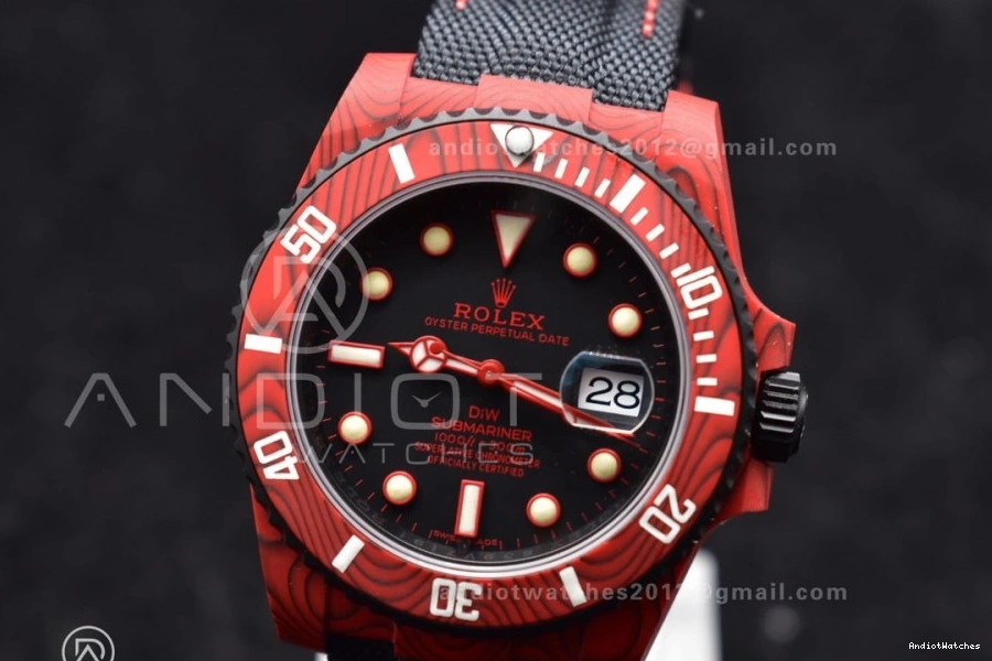 Affordable Nylon Black Submariner Black Best VS Red on DIW VSF Carbon Dial Strap 1:1 473 Edition 0410